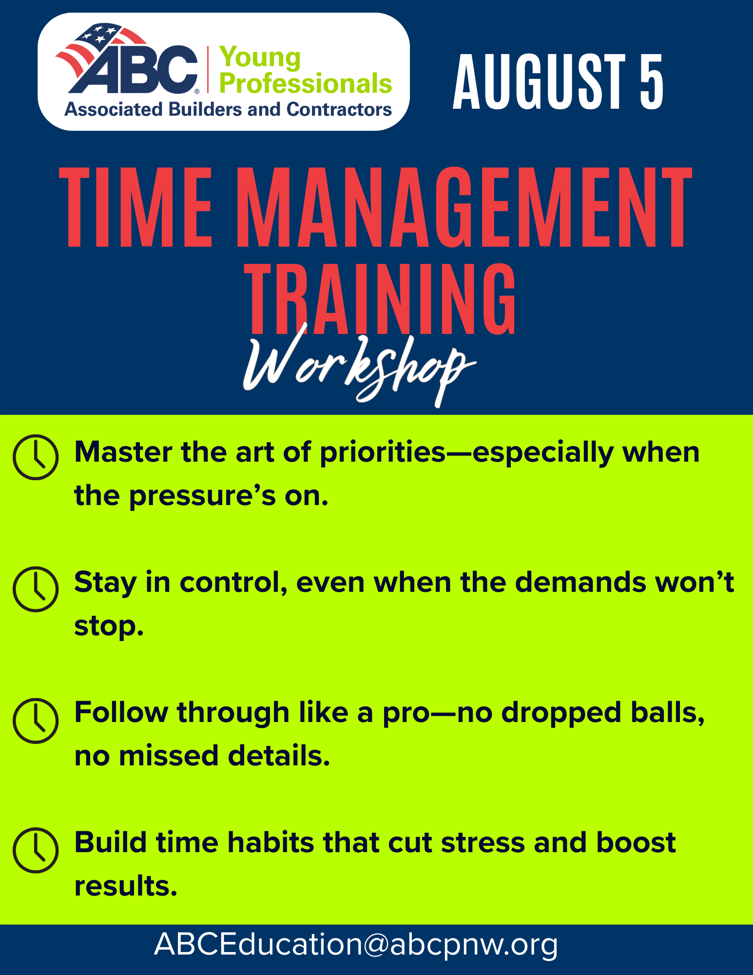 SHORT Time Management Workshop Aug 5